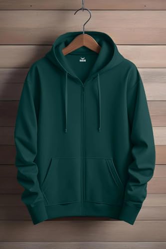 Image of Nobero Classic Zipper Hoodie for Men | Zip Up Hoodies for Men | Regular Fit | Full Zip Closure | Drawstring Hood | Zipped Hooded Sweatshirt | Cotton Rich Zipper Fleece Hoodie