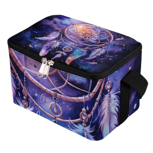 GzLeyigou Lunch Bags for Women Men 9 Cans,Dream Catcher Hot & Cold Food Delivery Bag Insulated Grocery Bag Insulated Lunch Box Feather Cooler Bag for Office Work Picnic Beach