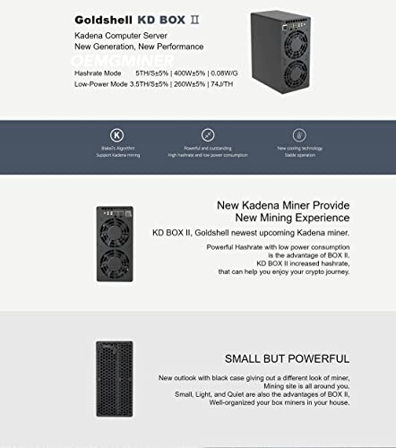 New Goldshell KD Box II Kadena KDA ASIC Miner Dual Modes 5TH/s Kadena 400W or 3.5TH/s 260W 110V-240V With 750W PSU - Image 4