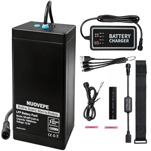 12V 10Ah Portable Lithium Fish Finder Battery Kit, 4-in-1 Charging Cable