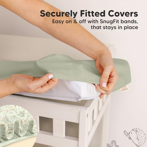Image of 2-Pack Organic Changing Pad Covers for Girl, Boy, Neutral - 100% Cotton Changing Table Pad Cover, Soft Baby Nursery Diaper Changing Pad Sheets, Contour Changing Pads Liners, Change Pad Cover (Foxtrot)