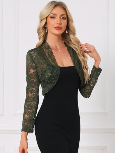 Image of Allegra K Women's Elegant Crop Cardigan Sheer Floral Lace Bolero Shrug Top