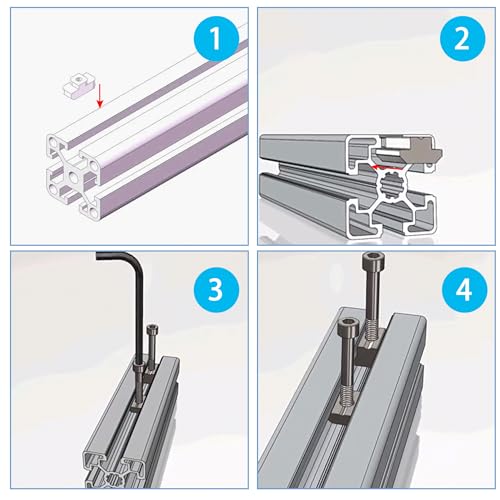 DesertBoy 170 Stück M4 M5 M6 M8 Hammermutter Nutensteine T Nut Muttern Hammerkopf Befestigungsmutter T Nutmuttern Sortiment Kit Nutsteine Set Kohlenstoffstahl T-Slot Nutmuttern T-Nutensteine
