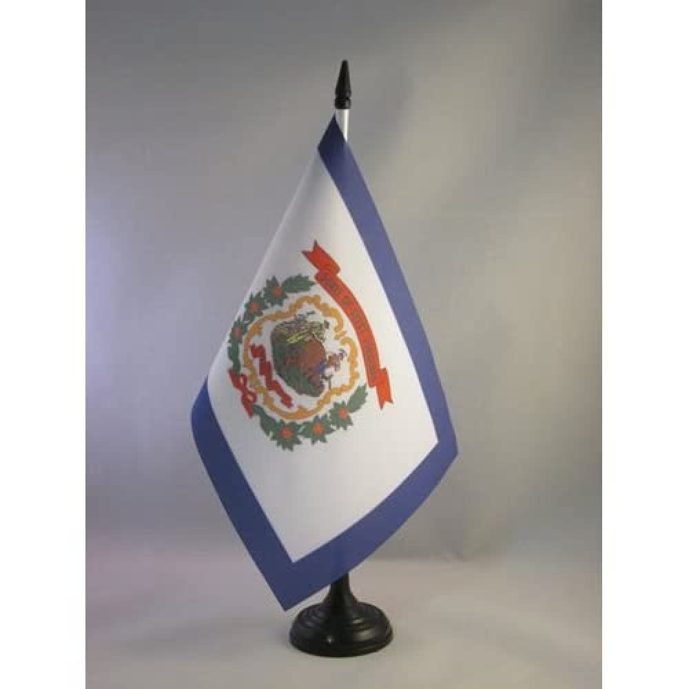 AZ FLAG West Virginia Table Flag 5'' x 8'', US state of West Virginia Office Decoration 100% Polyester 21 x 14 cm