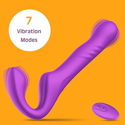 Thrusting Strapless Strap On Vibrator: Vibrating Strapless Strap On Dildo With Remote For Women 3 Thrusts 7 Vibrations, Waterproof G Spot Dildo Vibration Machine For Clit Stimulation #TOP1