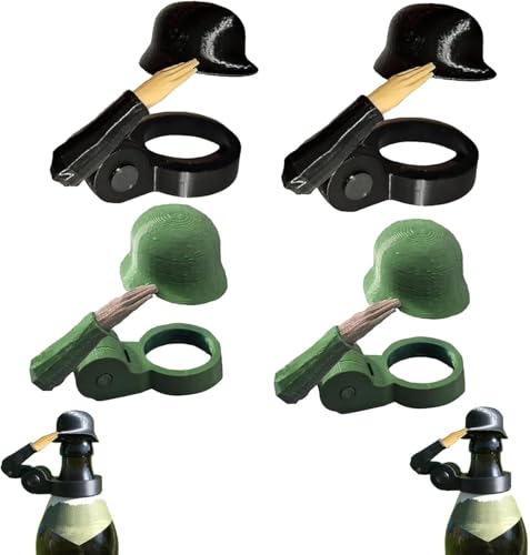 Soldat Salut Bierflaschen Helm Soldatengruß Bierflaschenhelm Soldaten Salut Bier Flaschen Verschluss 2026 Salute Flaschenverschlüsse für Bierflaschen Soldatengruss Bierhelm (Black+Green-4PCS)