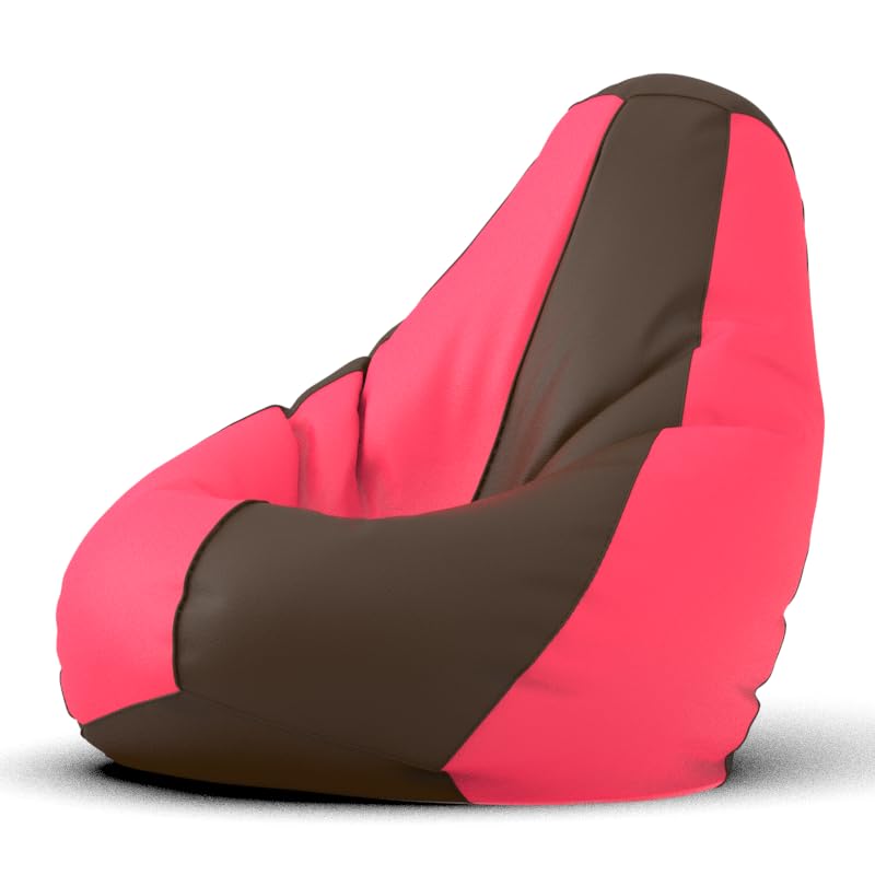Image of Biggie Bean Bag 3XL Bean Bag Chair with Beans Filled-Perfect for Living Room,Bedroom,Study-Sale Design(Regular-Brown Pink)-Faux Leather