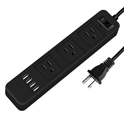 2 Prong Surge Protector Power Strip, Extension Cord 2 Prong to 3 Prong 3-Outlet Adapter with 4 USB Ports with 6.6 Ft Extension Cord, AC Outlet USB Charger Multi Port for Smartphone Tablets Home Office