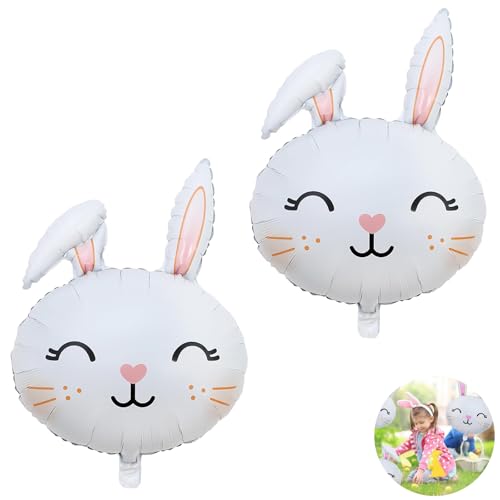 2 PCS Easter Bunny Balloons Easter Foil Balloons Foil Reusable Rabbit Shaped Balloon for Spring Birthday Baby Shower Party
