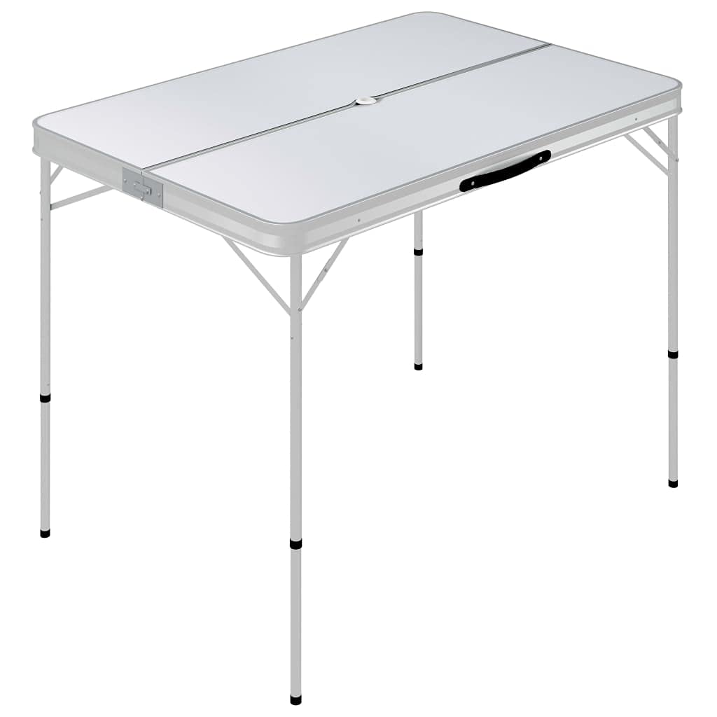 Générique Table de Camping Pliable avec 2 bancs Aluminium Blanc équipements Sportifs Loisirs de Plein air Camping et randonnée Meubles de Camping (Poids 8.74KG)