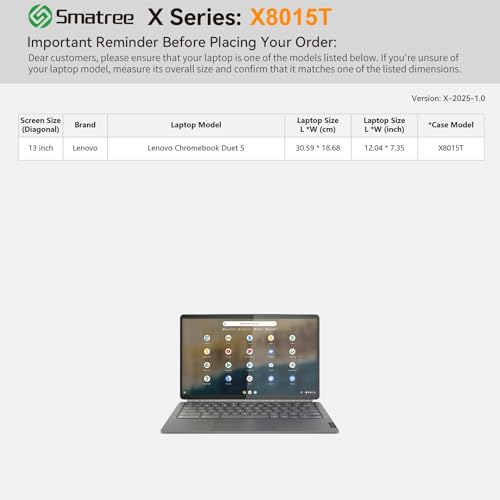 Image of Smatree Hard EVA Protective Sleeve Case Compatible for 13.3 inch Lenovo IdeaPad Duet 5 Chromebook Gen 6-Qualcomm Laptop, IdeaPad Duet 5 Chromebook Gen 6 Notebook Bag (X8015T)