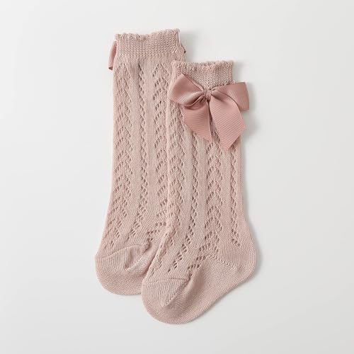 Baby Girls Knee High Socks Toddler Bow Mesh Long Stockings Infants Thin Socks For Spring Summer 5pc4