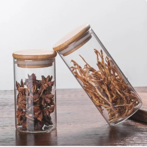 Pote Hermético para Mantimentos de Vidro com Tampa de Bambu com Capacidade de 700ML