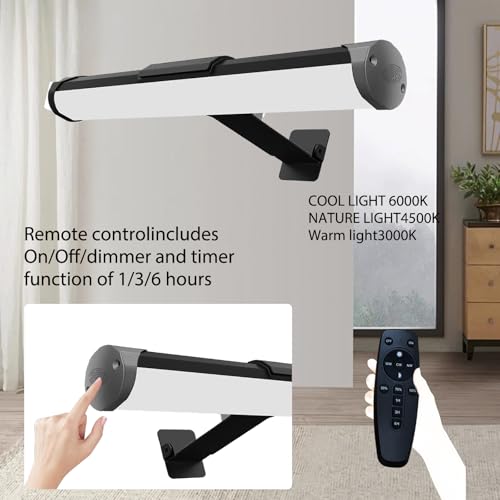 Image of MIOBLUE Picture Light Battery Operated, 13.8in Wireless Art Light for Paintings, Dimmable 4400mAh Recharging Battery Display Light with Remote Control for Wall, Gallery Dartboard Art Bedroom
