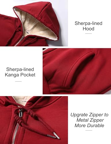 Image of Flygo Womens Casual Winter Warm Sherpa Lined Full Zip Up Hoodie Sweatshirt Jacket