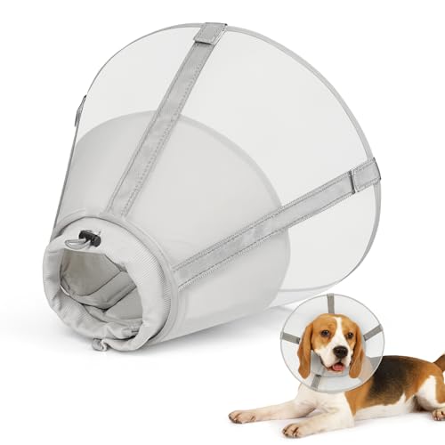 Image of Dog Cone Collar to Stop Licking, Soft Mesh Recovery Collar After Surgery with Liner, Elizabeth Cone Alternative for Medium and Large Dogs, for Surgery, Spay, Neuter, Wound Care,S,Apricot
