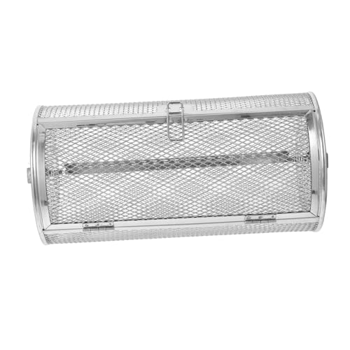 IWOWHERO parrilla de acero inoxidable tostador electrico plancha electrica estante apilable para freidora de aire grill grelhador canasta de horno asador pequeña jaula para horno Silver