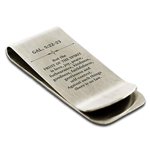 Stainless Steel Fruit of the Spirit Galatians 5:22-23 Money Clip Credit Card Holder