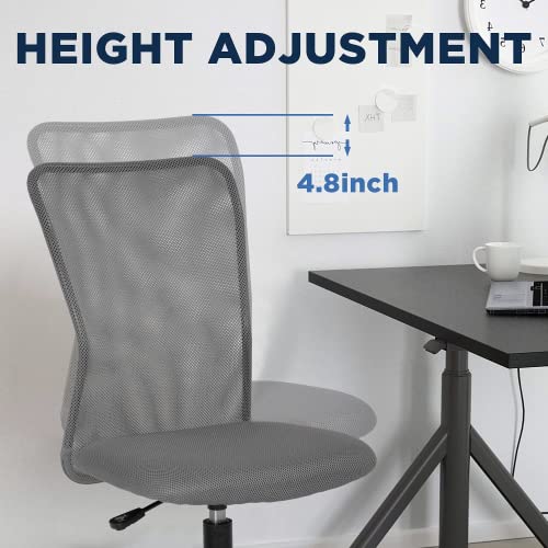 Hhs Home Office Chair Armless Mesh Ergonomic Executive Adjustable Mid Back For Women Small Modern Swivel Rolling Desk Task With Wheels Home, Office, Black (Grey), 21.26 X 16.54 40.55 Inches #TOP4