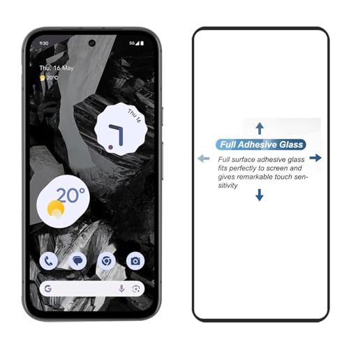 Image of POPIO Tempered Glass Screen Protector Compatible for Google Pixel 8A (Black) with Edge to Edge Coverage and Easy Installation kit
