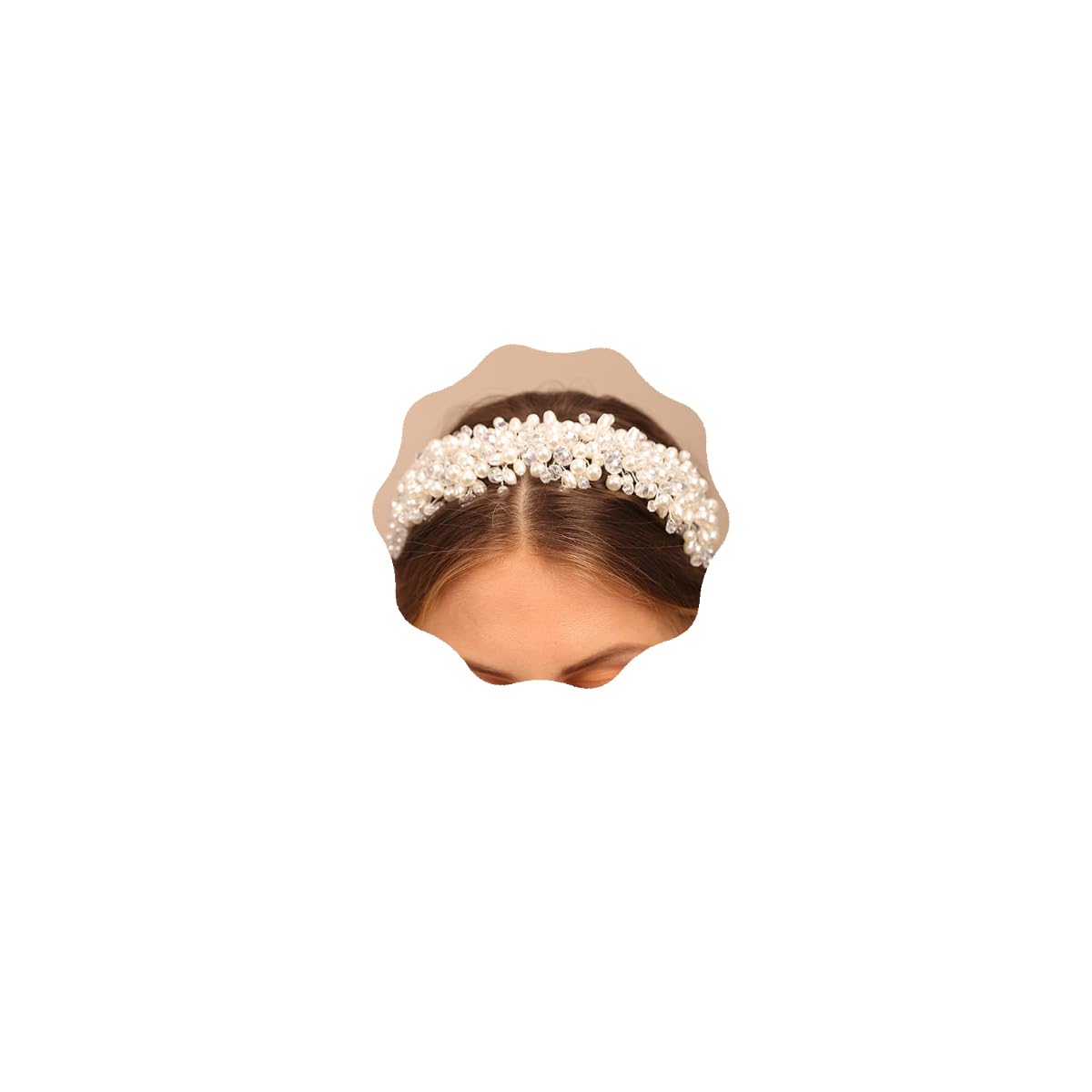 YERTTER Vintage Wedding Pearl Beads Crystal Tiara Hair Crown Handmade Bride Hair YERTTER Vintage Wedding Pearl Beads Crystal Tiara Hair Crown  main image 2