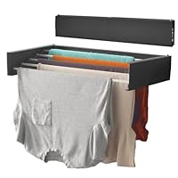 OurHouse Wall Mounted Clothes Airer, Indoor & Outdoor Retractable Clothes Drying Rack, Weatherproof, Foldaway, 3.5m Drying Space and 20kg of laundry, Easy install, Space Saving Drying (70cm Black)