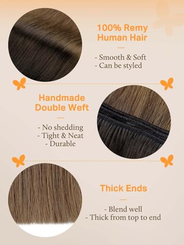Image of DOORES Sew In Hair Extensions, 20 Inch 100g Chocolate Dip Color Melt, Real Weft Hair Extensions for Women