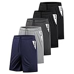 AKAWOOKO 5 Pack Men's Athletic Gym Shorts with Pockets Quick Dry Activewear Workout Running Shorts for Men