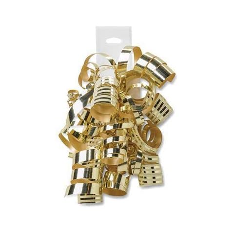 Twelve (12) Curly Bows - Dazzling High Glossy Gift Bows Elegant Bouncy Easy (Gold) Cover