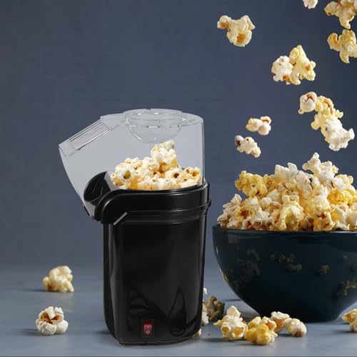 Image of [𝙇𝙞𝙢𝙞𝙩𝙚𝙙 𝙎𝙥𝙚𝙘𝙞𝙖𝙡 𝘿𝙚𝙖𝙡] Healthy Oil-Free Air Popcorn Machine Mini Black Popcorn Maker for Home Kitchen, Hot Air Technology, No Oil, Perfect for Quick & Healthy Family Popcorn