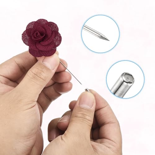 Image of PATIKIL Flower Boutonnieres Pin, Handmade Camellia Lapel Pin for Men Women Suit Wedding Graduation Anniversary Brooch Outfit Accessories