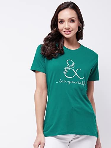 Image of Modeve Women Printed Cotton Blend Half Sleeve Round Neck T-Shirt for Summer
