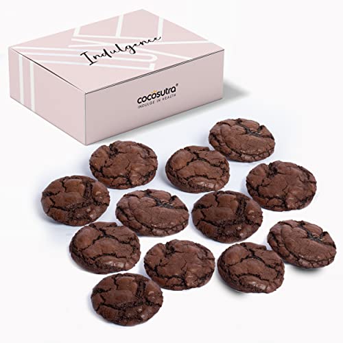 Image of Cocosutra Fudgy Brownie Eggless Cookies | Box of 12 Freshly Baked Gourmet Cookies | Ooey Gooey Melty Premium Cookies for Gifting | 40g per cookie | 480g