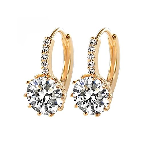 Cristal blanc étincelant sur les boucles d'oreilles de bijoux de mariage LLXYWJ féminins