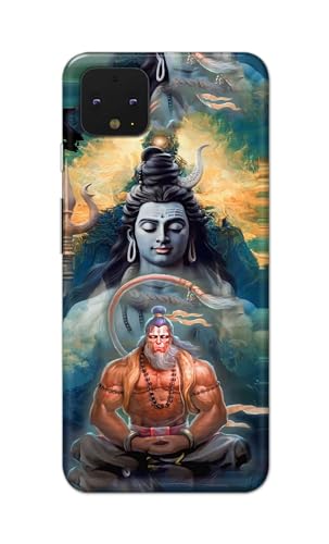 Image of Plastic Printfidaa Printed Hard Back Cover Case For Google Pixel 4 Back Cover (Lord Shiva And Hanuma) -112, Multicolor