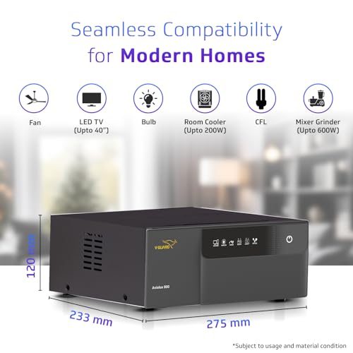 Image of V-Guard Aviolux 800 Square Wave 775VA Inverter for Home, Office and Shop | Easy Installation | Reliable Power Backup | 3-Year Warranty
