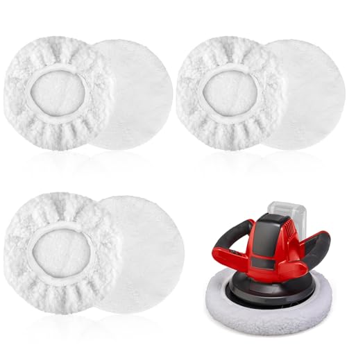6er Polierhauben, Auto Polierhauben Set Weiche Mikrofaser Polierhaube Baumwoll Polierhauben 230mm-Polierhaube 250mm zum Wachsen und Autopolieren(Weiß)