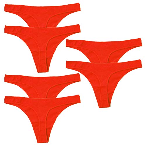 Toocool Perizoma Mujer de Algodón Elástico Tanga Ropa Interior Pack de 6 368-6 [S-M, Rojo]