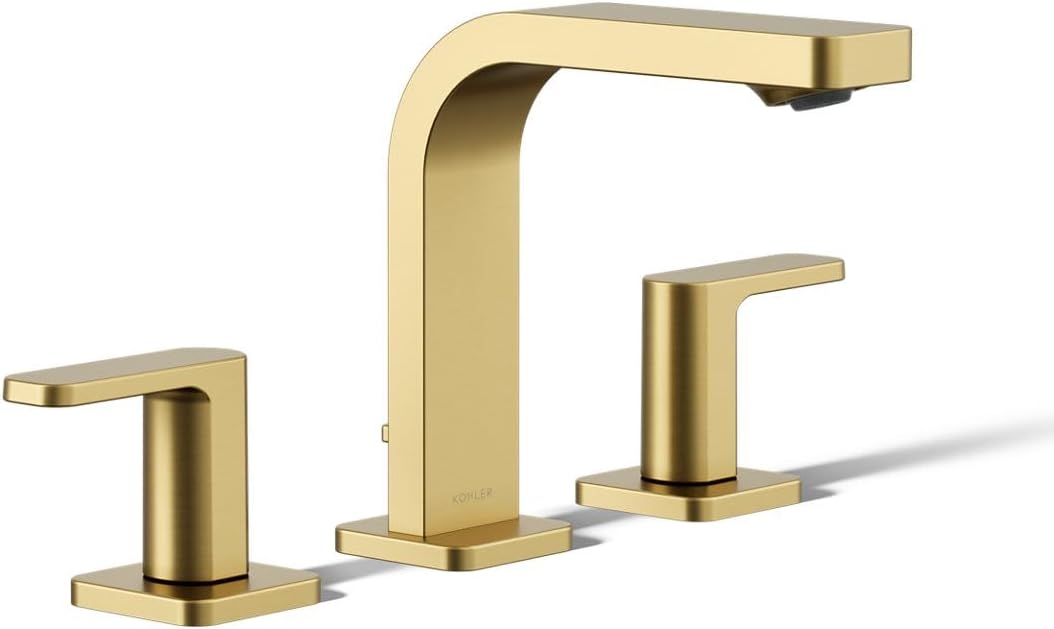 Kohler K-23484-4N-2MB Parallel Widespread Bathroom Sink Faucet, .5 GPM, Lever Handles, Vibrant Moderne Brushed Brass