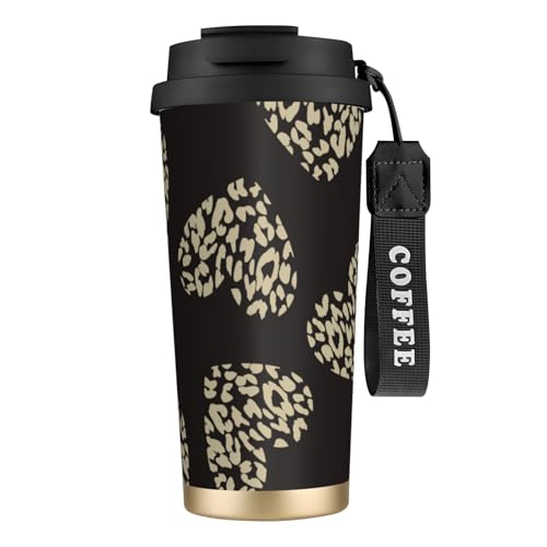 タンブラー ヒョウ柄 ハート型 マグボトル コーヒーカップ 水筒 保温 保冷 ウォーターボトル 蓋付き ストロー付き 直飲み おしゃれ プレゼント