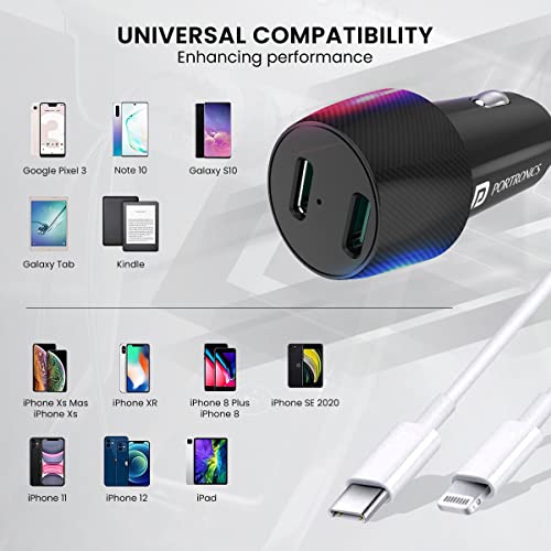 Image of Portronics 40W Car Power 14 Fast Car Charger with Dual Type-C Output, PD Power Delivery, 40 Watts Total, Adapter Compatible with Most Cars & Cellular Phones (Black)