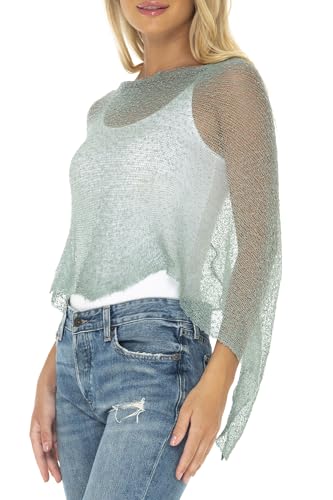 Image of SHU-SHI Womens Sheer Knit Poncho Shrug Lightweight Cover Up One Size Fits Most
