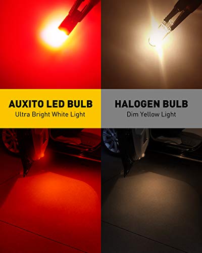 Image of AUXITO Red 194 LED Light Bulbs, Super Bright 1:1 Size, License Plate Light 168 2825 W5W T10 Error Free Car Bulbs for Dome Map Door Courtesy Side Marker Cornering Trunk Light (Pack of 2)