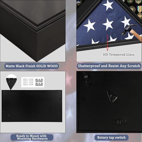 Odjaraye Large Burial Flag Military Flag Display Case Rectangle Black by Odjaraye - Used condition - Image 4