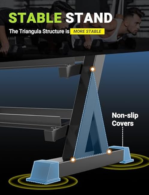 YOLEO Dumbbell Rack - 3 Tier & 5 Tier Compact Weight Rack for Dumbbell, Kettlebell, Barbell, Heavy Duty Weight Storage Organizer, Space-Saving Dumbbell Storage Stand Holder for Home Gym - 1100LBS Capacity (Rack Only)