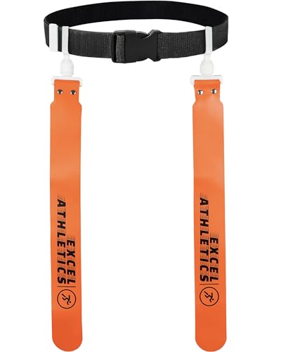 Excel Athletics Flag Football Set, Adjustable Flag Football Belts for Youth, Kids & Adults with 1 Belt & 2 Flags (Orange)