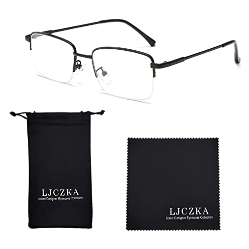 Image of LJCZKA Half Rimless Blue Light Blocking Glasses Women Men Fresh Rectangle Computer Business Glasses