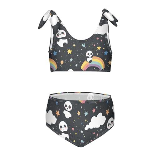 Wusikd Cute Pandas Rainbow Girls Swimsuits Two Piece Starry Night Sky Swimwear Bikini Set for for Girls Size 3T