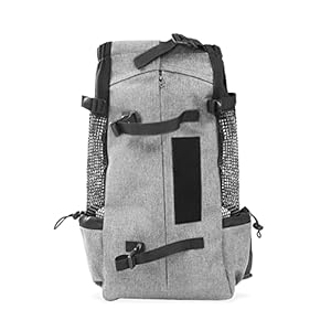 PETCUTE Hondentas, hondentransporttas, draagtas voor honden, katten, wandelrugzak, zijkant, ademend net, rugzak voor middelgrote honden, katten, tot 10 kg, grijs