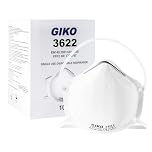GIKO FFP2 Dust Mask Pack of 10 - Moulded Disposable Respirator Mask 5 layers Protection FFP2 Face Masks for DIY Projects, Construction, Building Work, Sanding, Fine Dusts, Woodworking, White